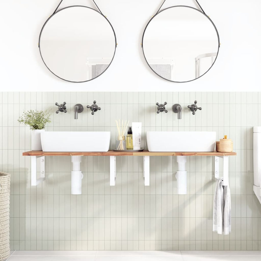 Badkamer Wandschap Staal En Massief Acaciahout 1