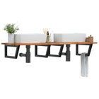 Bathroom wall shelf steel and solid acacia wood