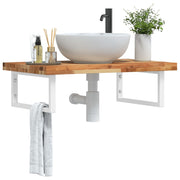 Bathroom Wall Shelf Steel And Solid Acacia Wood 1
