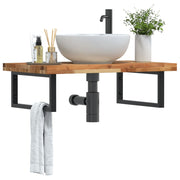 Bathroom wall shelf steel and solid acacia wood