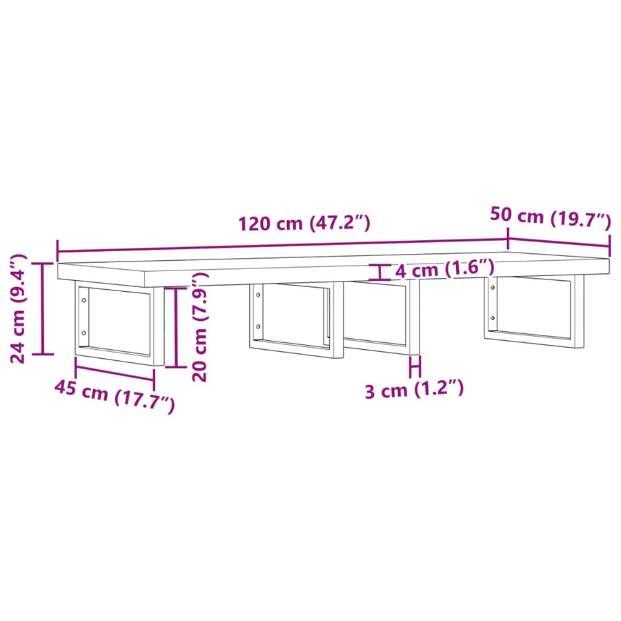 Badkamer wandschap staal en massief acaciahout