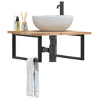 Bathroom wall shelf steel and solid acacia wood