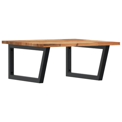 Badkamer Wandschap Staal En Massief Acaciahout 1 60 x 60 x 2 cm Donkerbruin en zwart