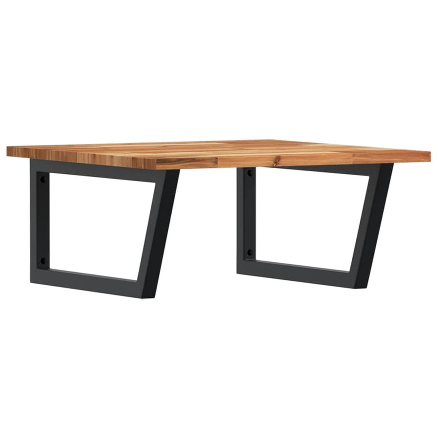 Badkamer Wandschap Staal En Massief Acaciahout 1 60 x 60 x 2 cm Donkerbruin en zwart