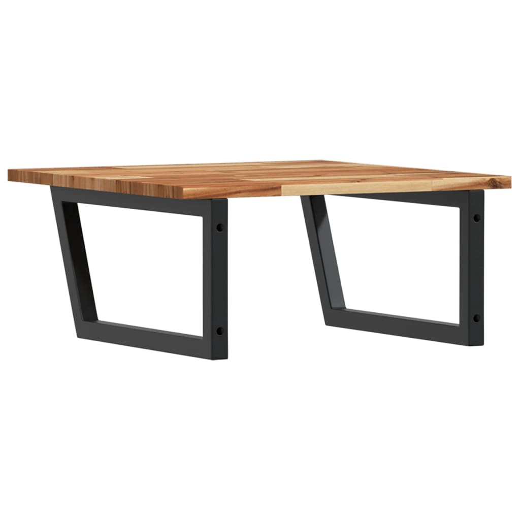 Badkamer Wandschap Staal En Massief Acaciahout 1 60 x 60 x 2 cm Donkerbruin en zwart