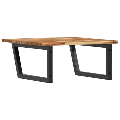 Badkamer Wandschap Staal En Massief Acaciahout 1 60 x 60 x 2 cm Donkerbruin en zwart
