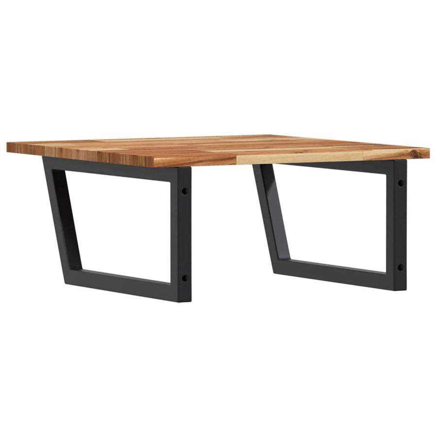 Badkamer Wandschap Staal En Massief Acaciahout 1 60 x 60 x 2 cm Donkerbruin en zwart