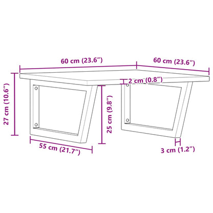 Badkamer Wandschap Staal En Massief Acaciahout 1 60 x 60 x 2 cm Donkerbruin en zwart