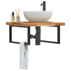 Bathroom Wall Shelf Steel And Solid Acacia Wood