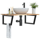 Bathroom Wall Shelf Steel And Solid Acacia Wood 1