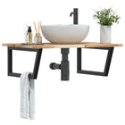 Bathroom wall shelf steel and solid acacia wood