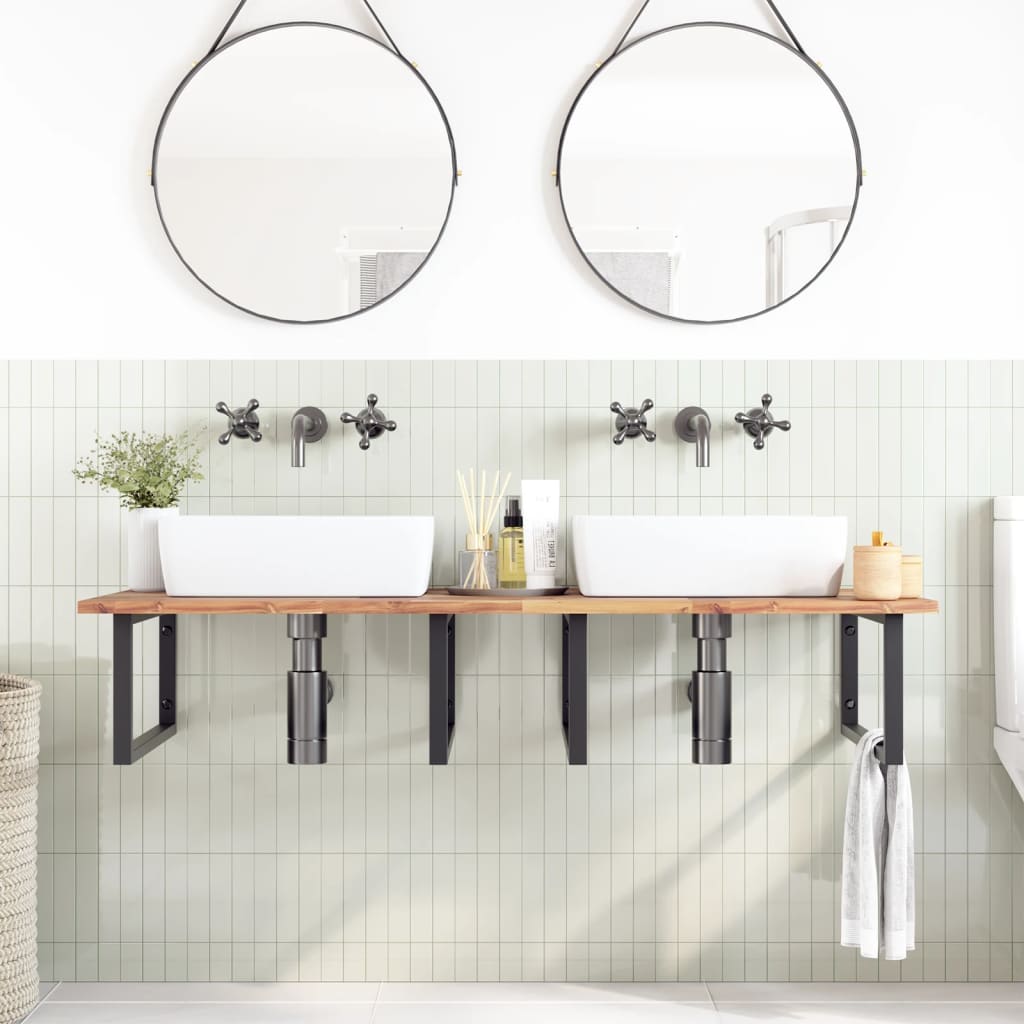 Badkamer Wandschap Staal En Massief Acaciahout