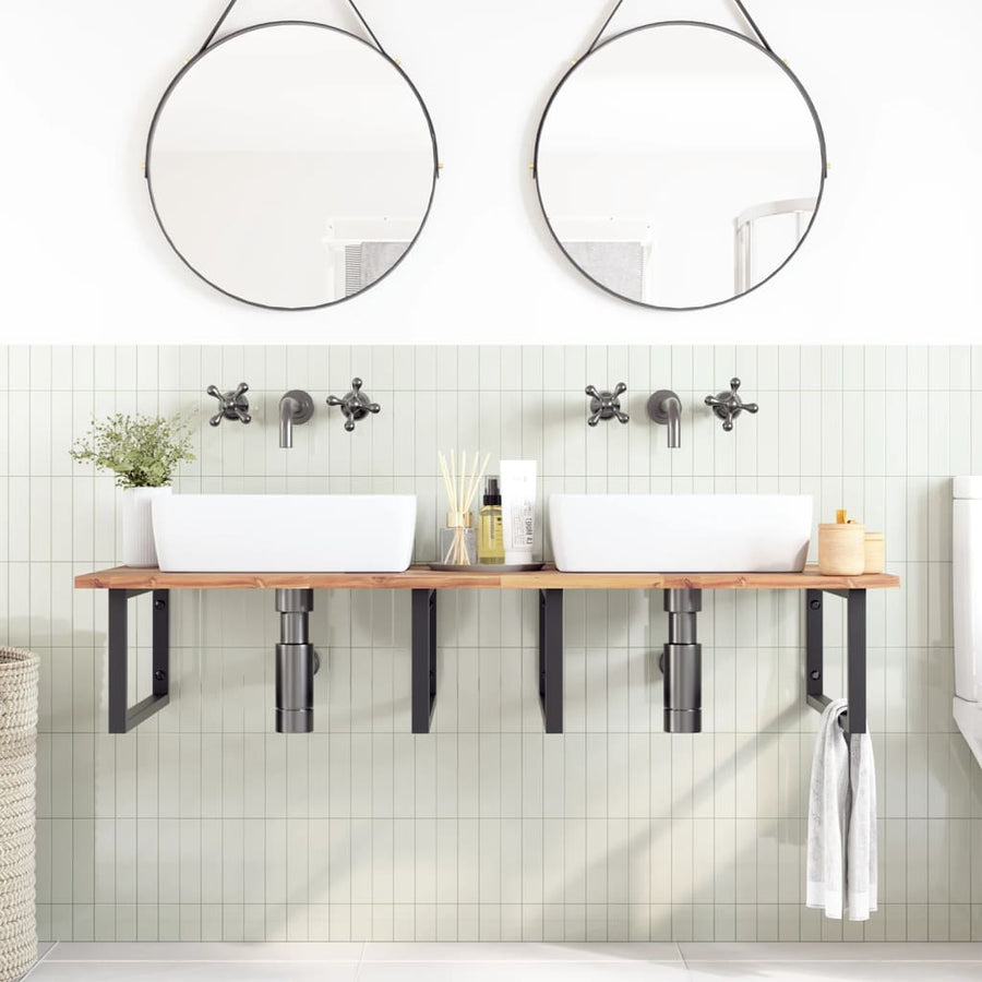 Badkamer Wandschap Staal En Massief Acaciahout