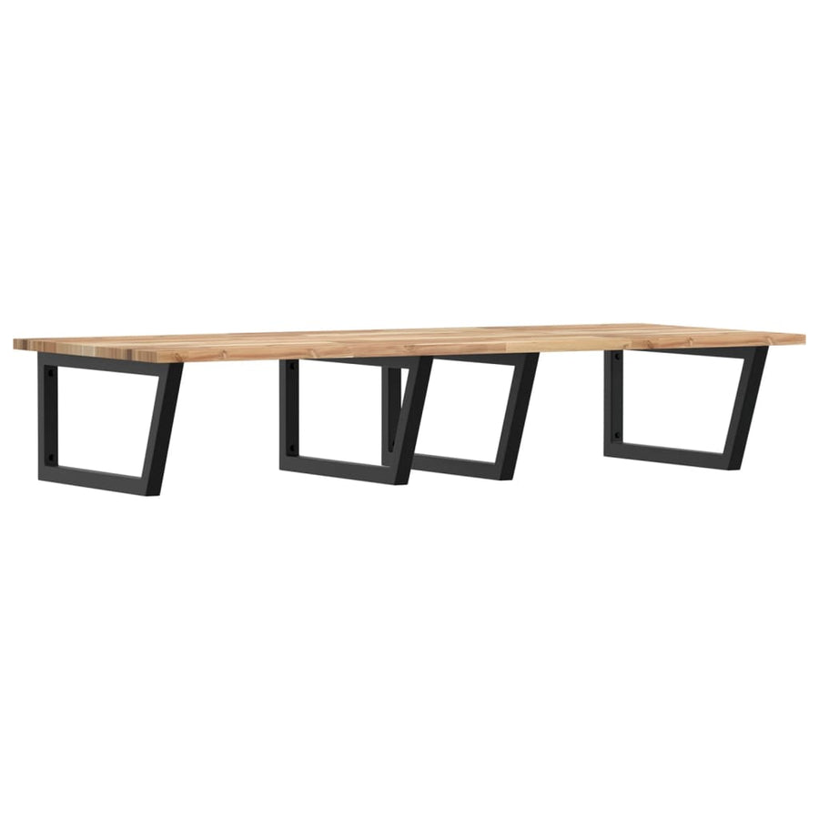 Badkamer Wandschap Staal En Massief Acaciahout 1 120 x 60 x 2 cm Bruin en zwart