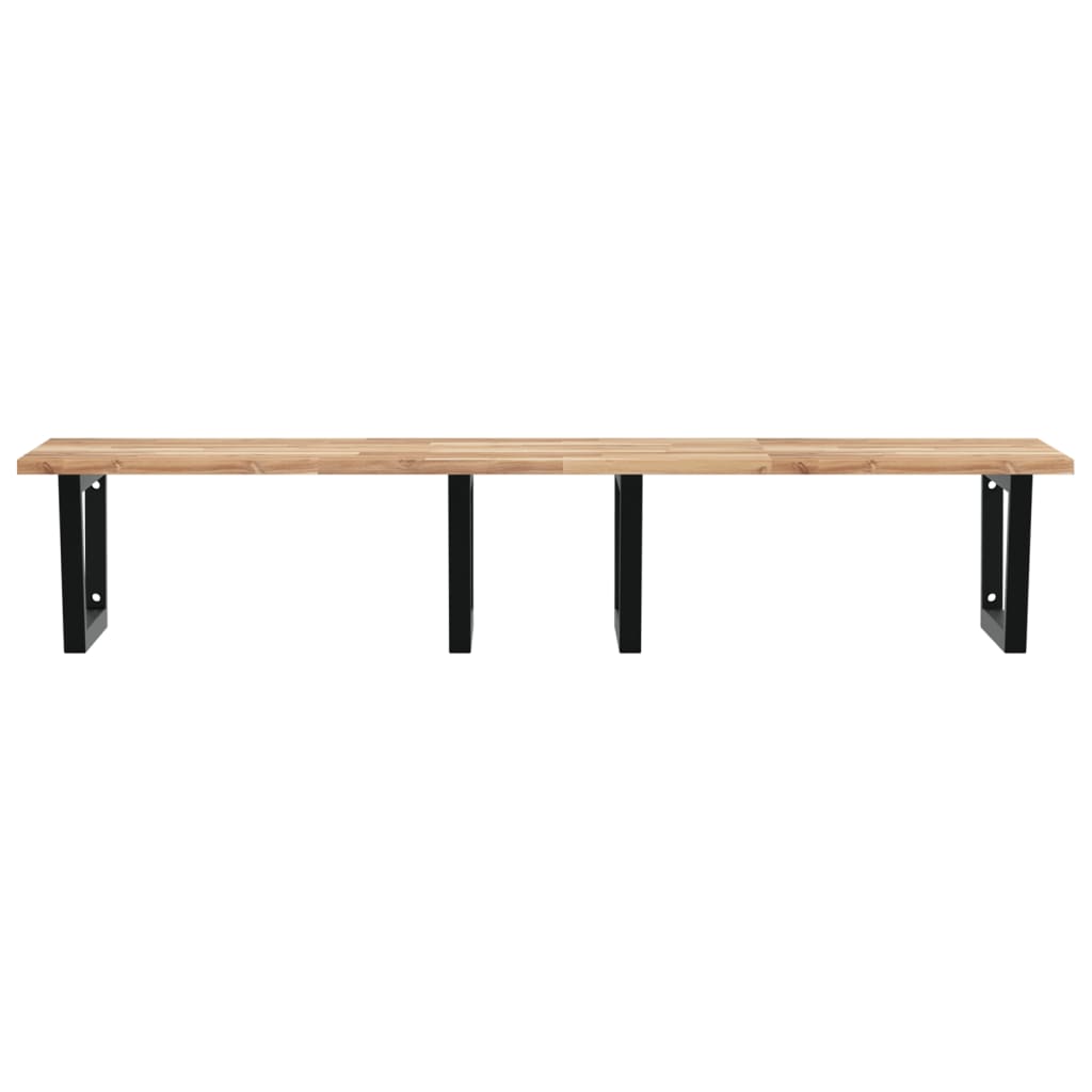 Badkamer Wandschap Staal En Massief Acaciahout 1 120 x 60 x 2 cm Bruin en zwart