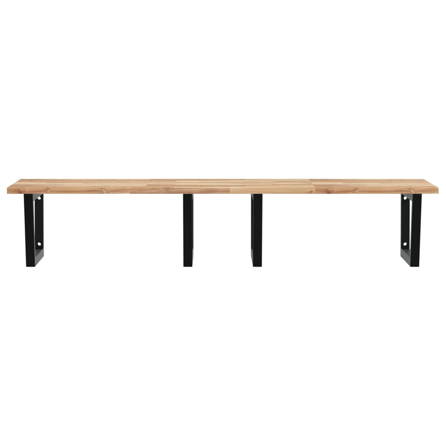 Badkamer Wandschap Staal En Massief Acaciahout 1 120 x 60 x 2 cm Bruin en zwart