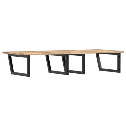 Badkamer Wandschap Staal En Massief Acaciahout 1 120 x 60 x 2 cm Bruin en zwart
