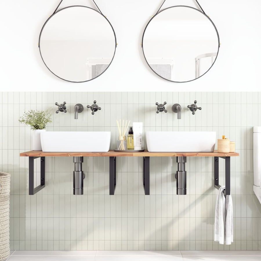 Badkamer Wandschap Staal En Massief Acaciahout