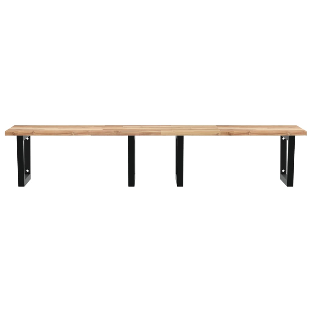 Badkamer Wandschap Staal En Massief Acaciahout 1 140 x 60 x 2 cm Bruin en zwart
