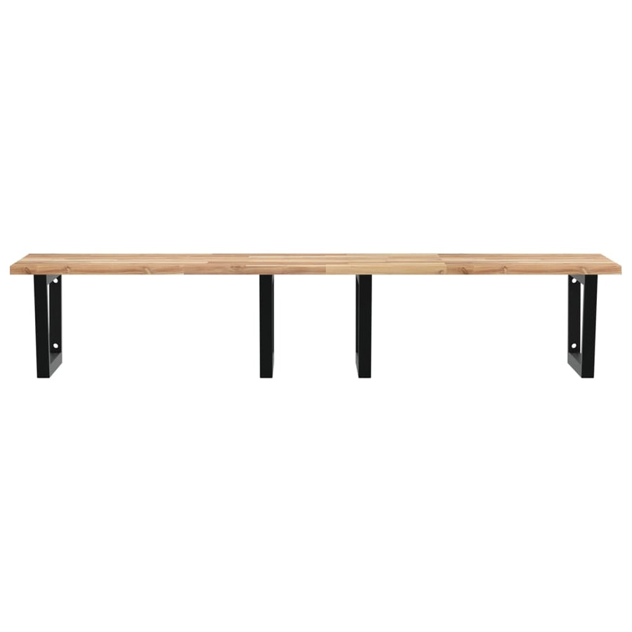 Badkamer Wandschap Staal En Massief Acaciahout 1 140 x 60 x 2 cm Bruin en zwart