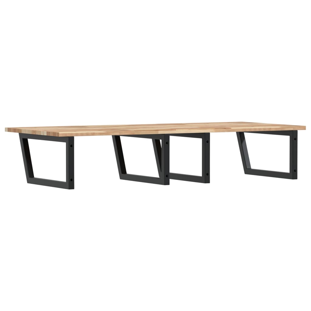 Badkamer Wandschap Staal En Massief Acaciahout 1 140 x 60 x 2 cm Bruin en zwart