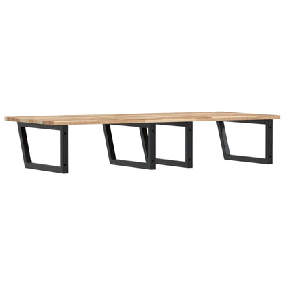 Badkamer Wandschap Staal En Massief Acaciahout 1 140 x 60 x 2 cm Bruin en zwart