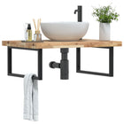 Bathroom wall shelf steel and solid acacia wood