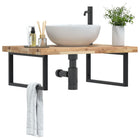 Bathroom Wall Shelf Steel And Solid Acacia Wood