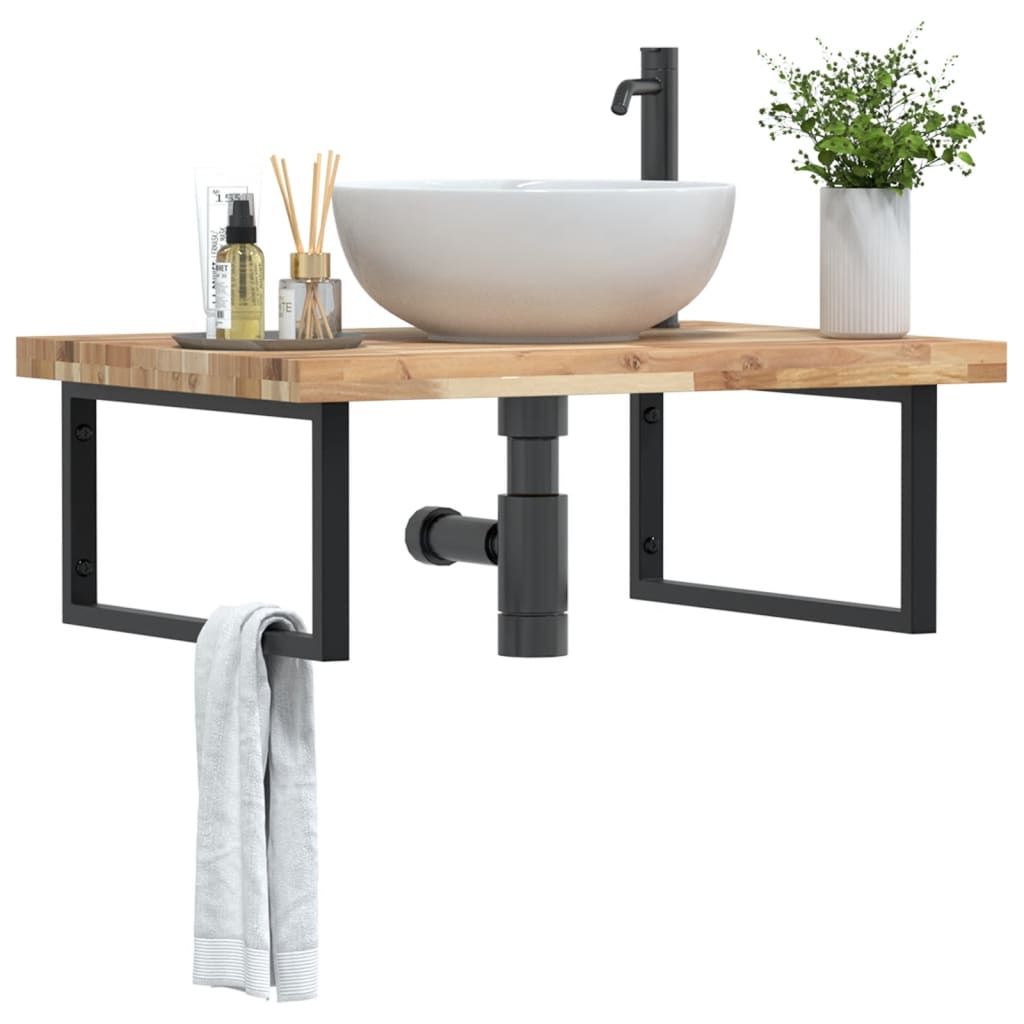 Badkamer Wandschap Staal En Massief Acaciahout