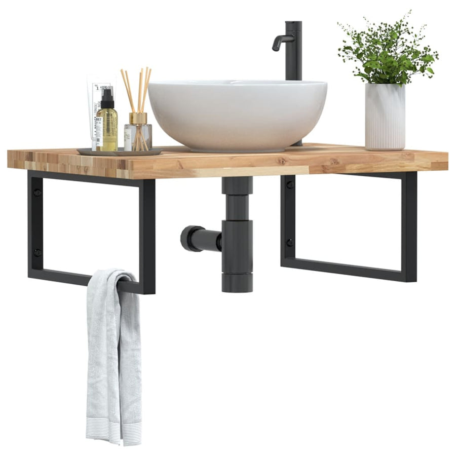 Badkamer Wandschap Staal En Massief Acaciahout