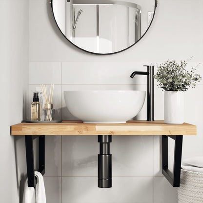 Badkamer Wandschap Staal En Massief Acaciahout 1 100 x 60 x 4 cm Bruin en zwart