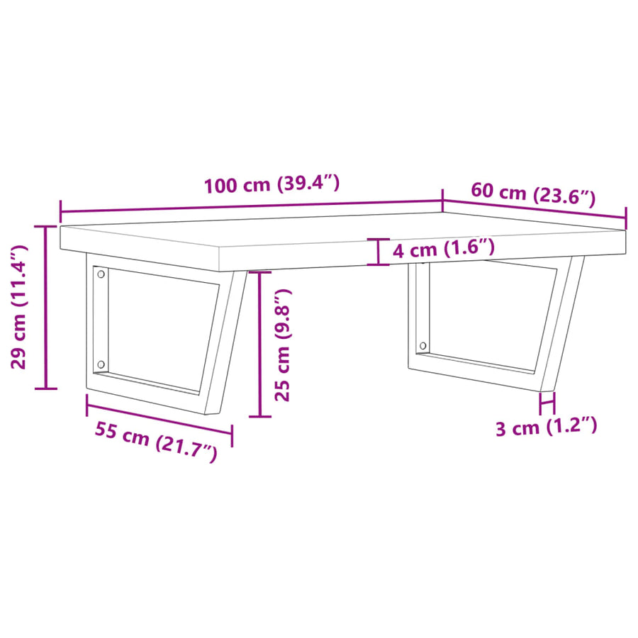Badkamer Wandschap Staal En Massief Acaciahout 1 100 x 60 x 4 cm Bruin en zwart