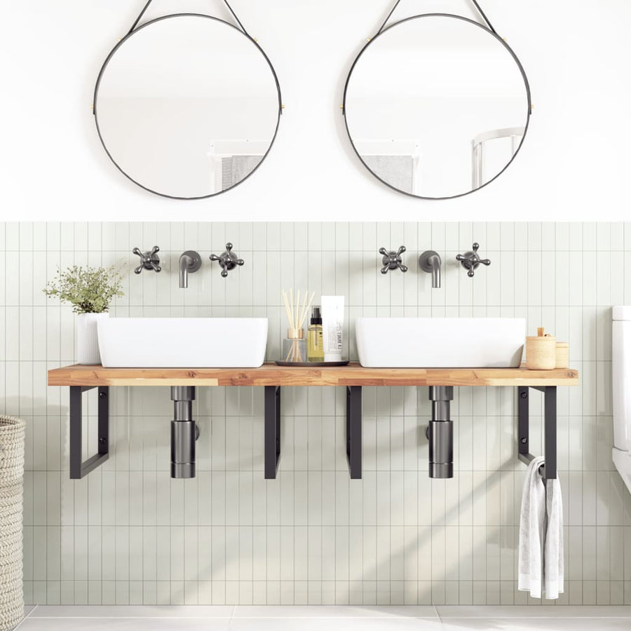 Badkamer Wandschap Staal En Massief Acaciahout