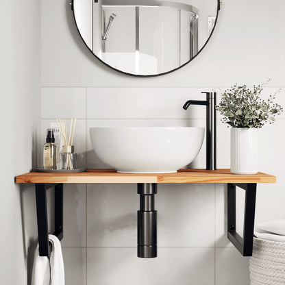 Badkamer Wandschap Staal En Massief Acaciahout 1