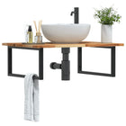 Bathroom Wall Shelf Steel And Solid Acacia Wood