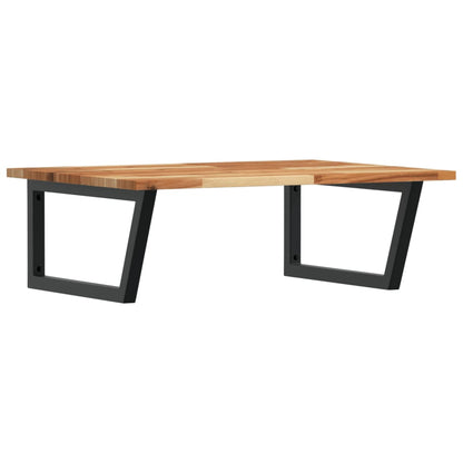 Badkamer Wandschap Staal En Massief Acaciahout 1 100 x 60 x 2 cm Donkerbruin en zwart
