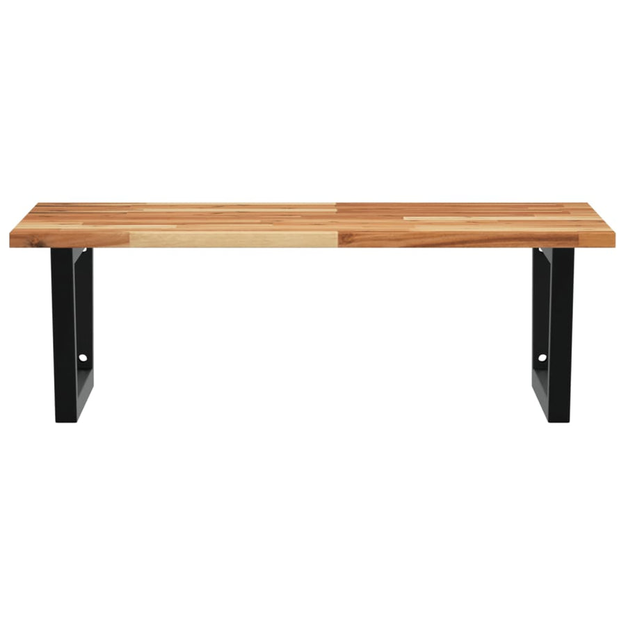 Badkamer Wandschap Staal En Massief Acaciahout 1 100 x 60 x 2 cm Donkerbruin en zwart