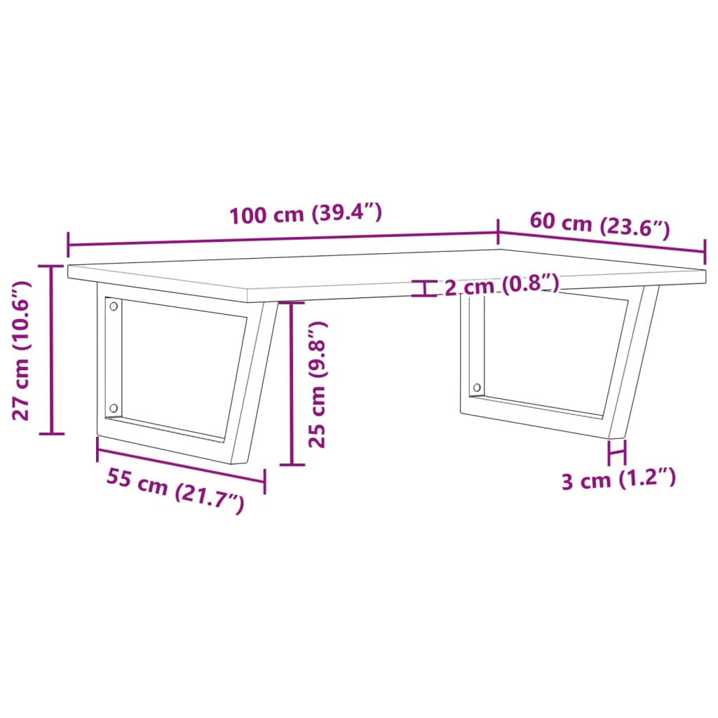 Badkamer Wandschap Staal En Massief Acaciahout 1 100 x 60 x 2 cm Donkerbruin en zwart