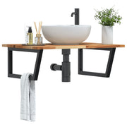 Badkamer wandschap 100x60x2 cm staal massief acaciahout