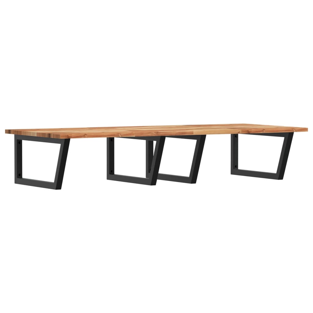 Badkamer Wandschap Staal En Massief Acaciahout 1 120 x 60 x 2 cm Donkerbruin en zwart