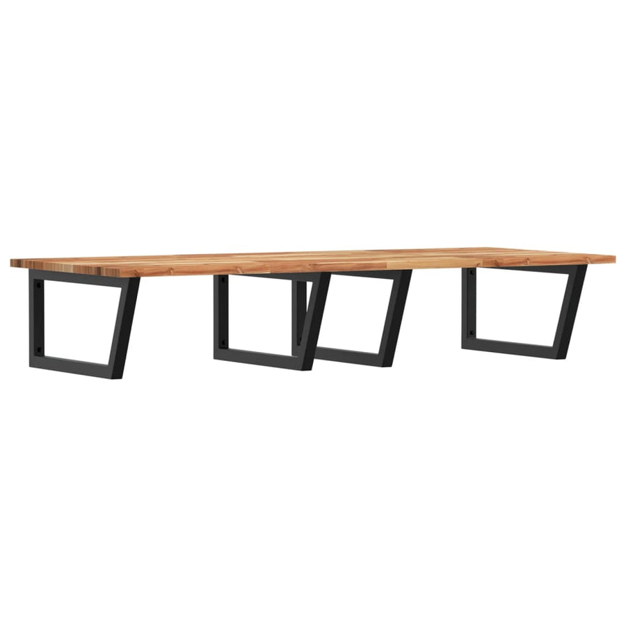 Badkamer Wandschap Staal En Massief Acaciahout 1 120 x 60 x 2 cm Donkerbruin en zwart