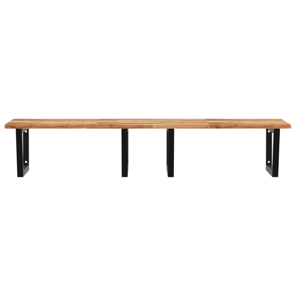 Badkamer Wandschap Staal En Massief Acaciahout 1 120 x 60 x 2 cm Donkerbruin en zwart