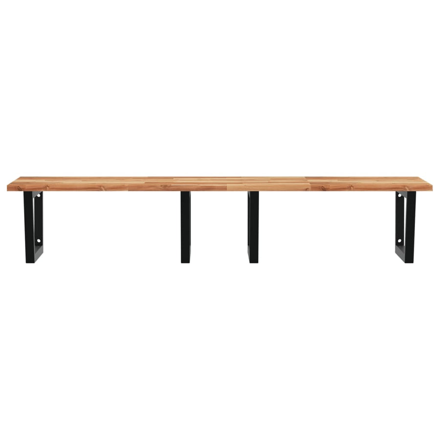 Badkamer Wandschap Staal En Massief Acaciahout 1 120 x 60 x 2 cm Donkerbruin en zwart