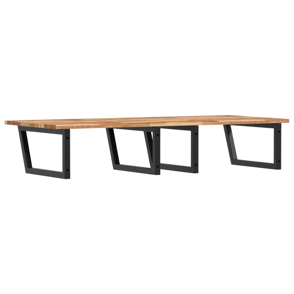Badkamer Wandschap Staal En Massief Acaciahout 1 120 x 60 x 2 cm Donkerbruin en zwart