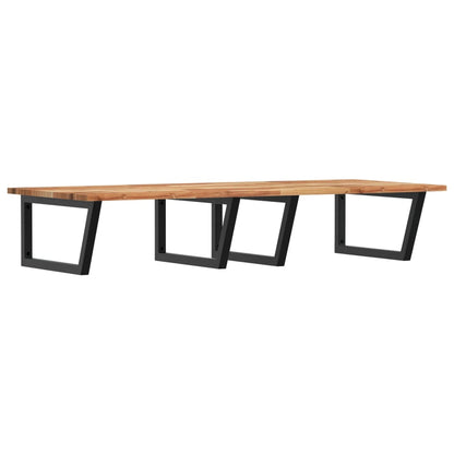Badkamer Wandschap Staal En Massief Acaciahout 1 140 x 60 x 2 cm Donkerbruin en zwart
