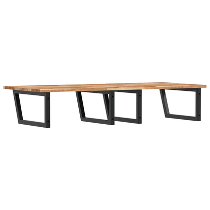 Badkamer Wandschap Staal En Massief Acaciahout 1 140 x 60 x 2 cm Donkerbruin en zwart