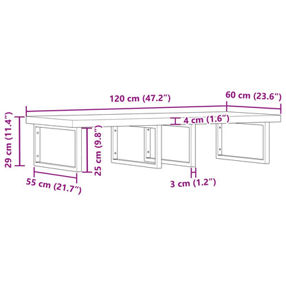 Badkamer Wandschap Staal En Massief Acaciahout