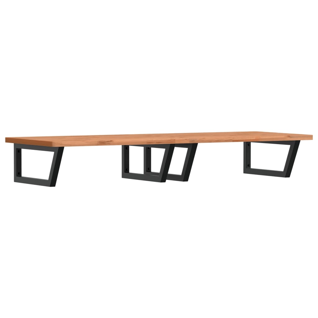 Badkamer Wandschap Staal En Massief Beukenhout 1 150 x 55 x 2.5 cm Zwart