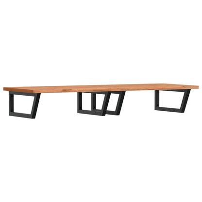 Badkamer Wandschap Staal En Massief Beukenhout 1 150 x 55 x 2.5 cm Zwart