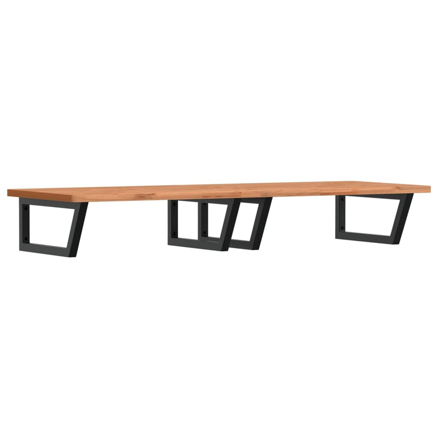 Badkamer Wandschap Staal En Massief Beukenhout 1 150 x 55 x 2.5 cm Zwart